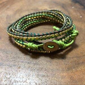 Lime Green Chan Luu Leather Wrap Bracelet